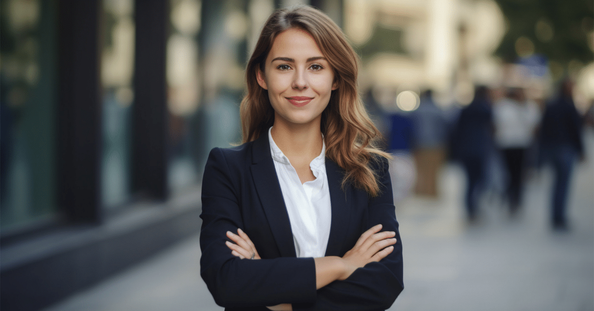 Professional woman in business attire, representing effective strategies for scaling a rapidly growing company.