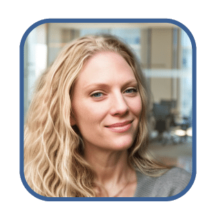 Professional woman smiling in an office setting, representing small business financing and support options.
