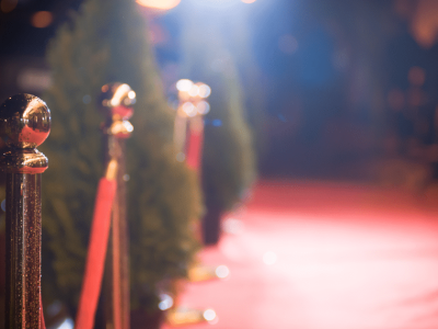 Red carpet event with stanchions, symbolizing celebrity success and business lessons from top entrepreneurs.